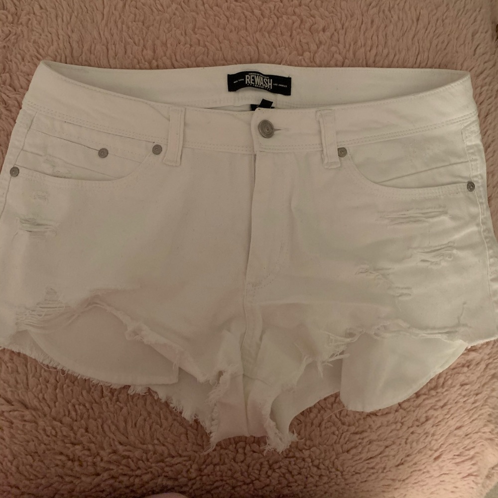 rewash denim ripped white shorts